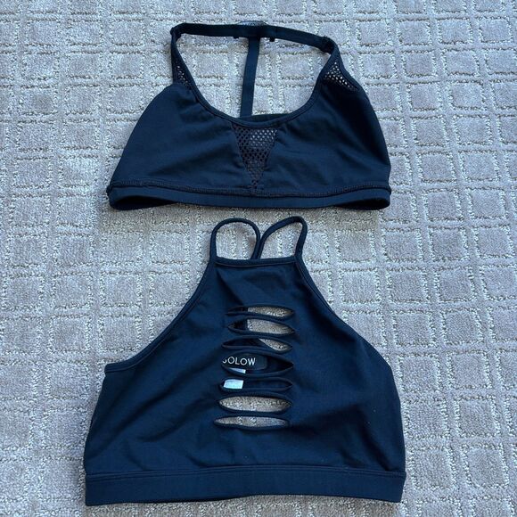 Solow Deconstructed Activewear Bundle Bras (S) Leggings (XS/S) Black Rip Cutout - Picture 2 of 12